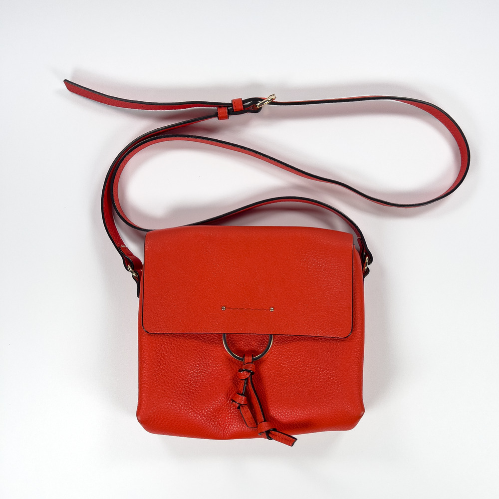 Vince Camuto Cera Leather Crossbody Bag Fire Opal Orange Purse